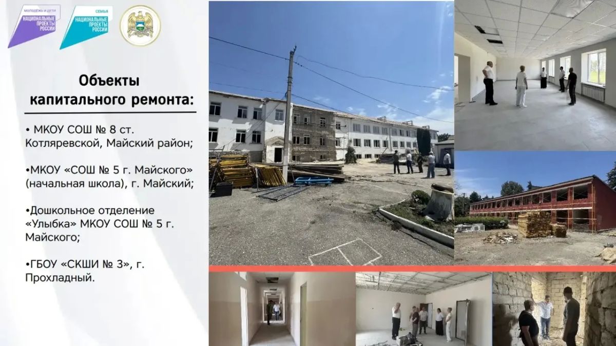 Продолжается капитальный ремонт образовательных учреждений в Майском и Прохладненском районах КБР Продолжается капитальный ремонт образовательных учреждений в Майском и Прохладненском районах КБР