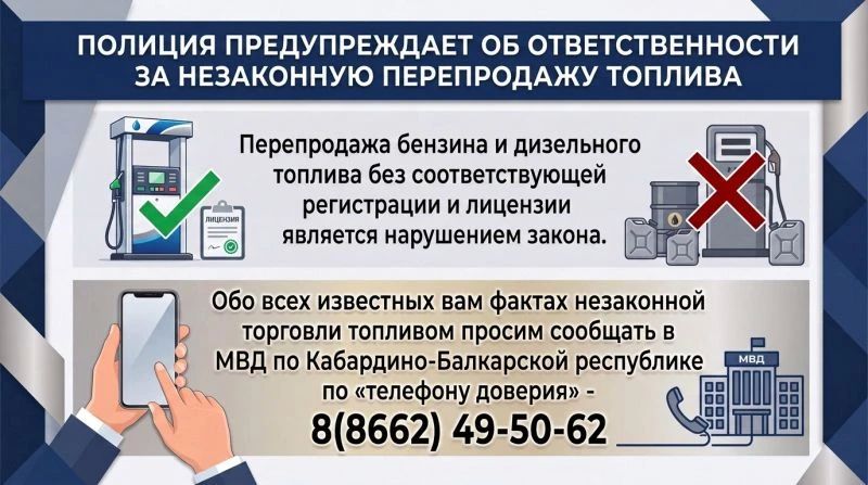 Полиция предупреждает об ответственности за незаконную перепродажу топлива