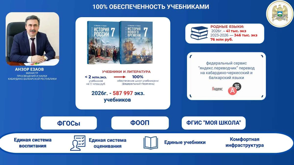 100% школ КБР обеспечены учебниками!